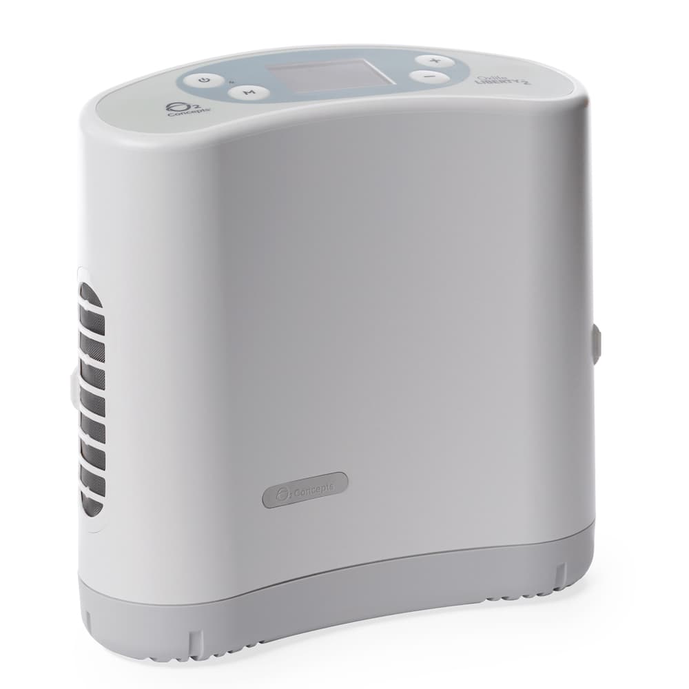 O2 Concepts Oxlife Liberty 2 oxygen concentrator on a white background